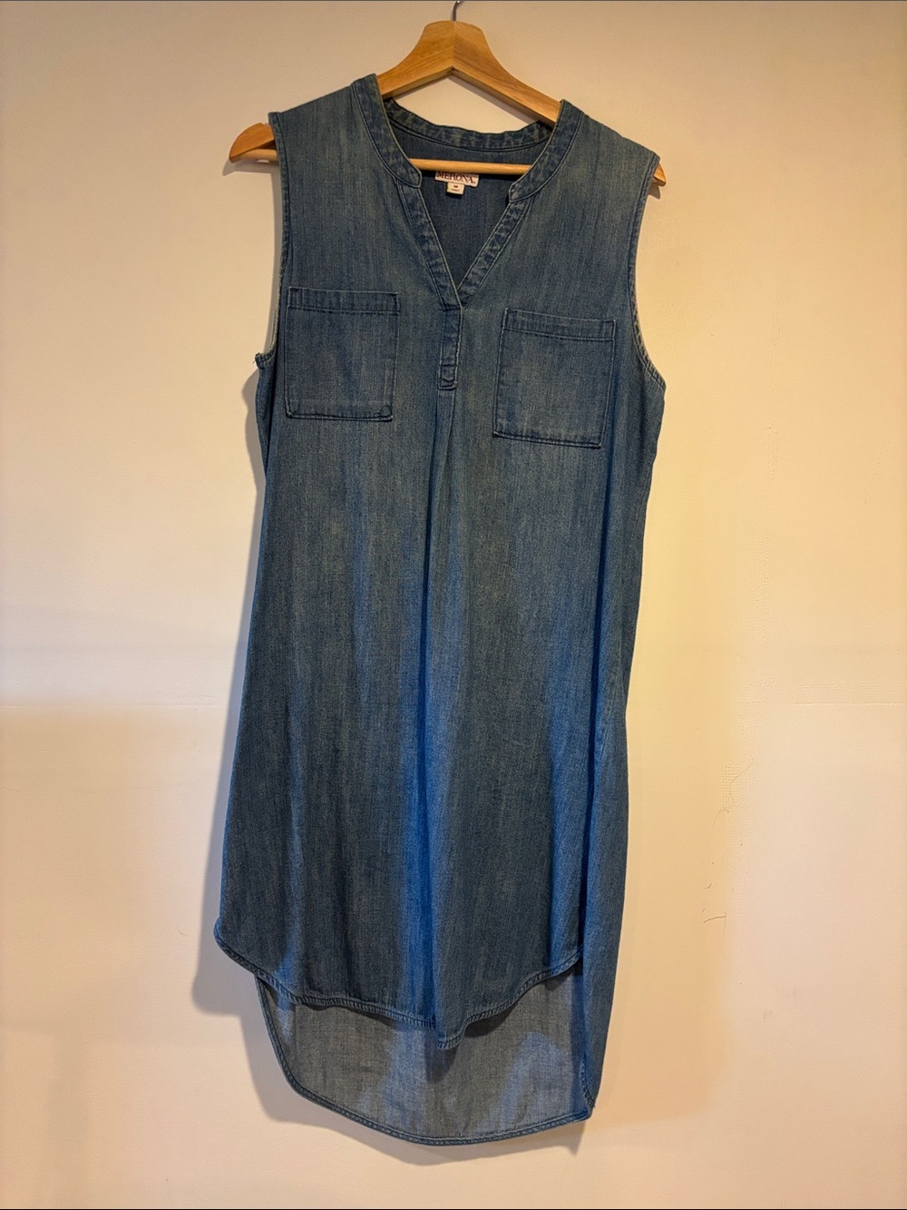 Merona Sleeveless Chambray Tunic Dress in Blue